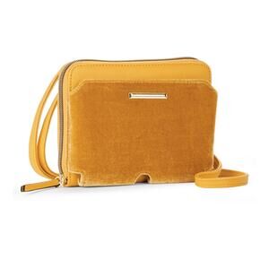 No Boundaries Oro Gold Velvet Zip Around Crossbody Bag